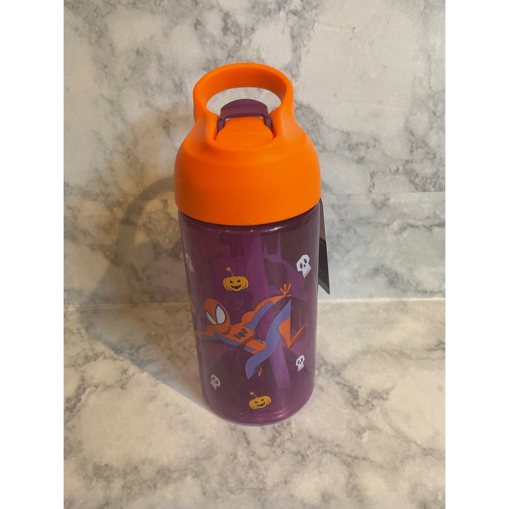 Zak Marvel Spiderman Halloween Water Bottle 16oz Purple Orange MVSD-W961 New